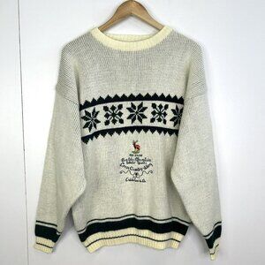 Vintage Cricketeer Sweater Mens Size Large Pullover Ski Fair Isle Crew Neck